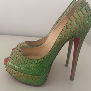 Christian Louboutin Python Lady Peep Heels